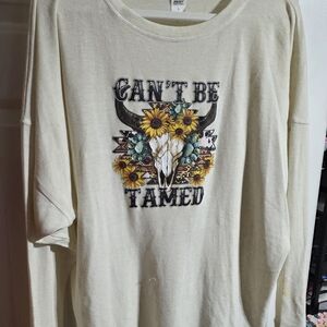 Women's Cream Long Sleeve Tee with Graphic Print